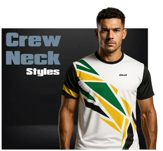 Green and white custom crew neck team jersey