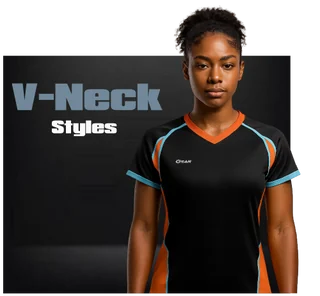 Black and teal custom V-neck team jersey